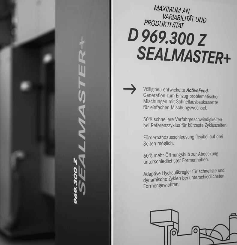 Maschinenbeschriftung an einer Ausstellung